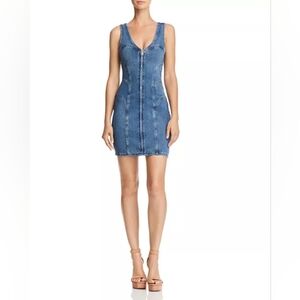 GUESS Zip-Front Denim Body-Con Dress